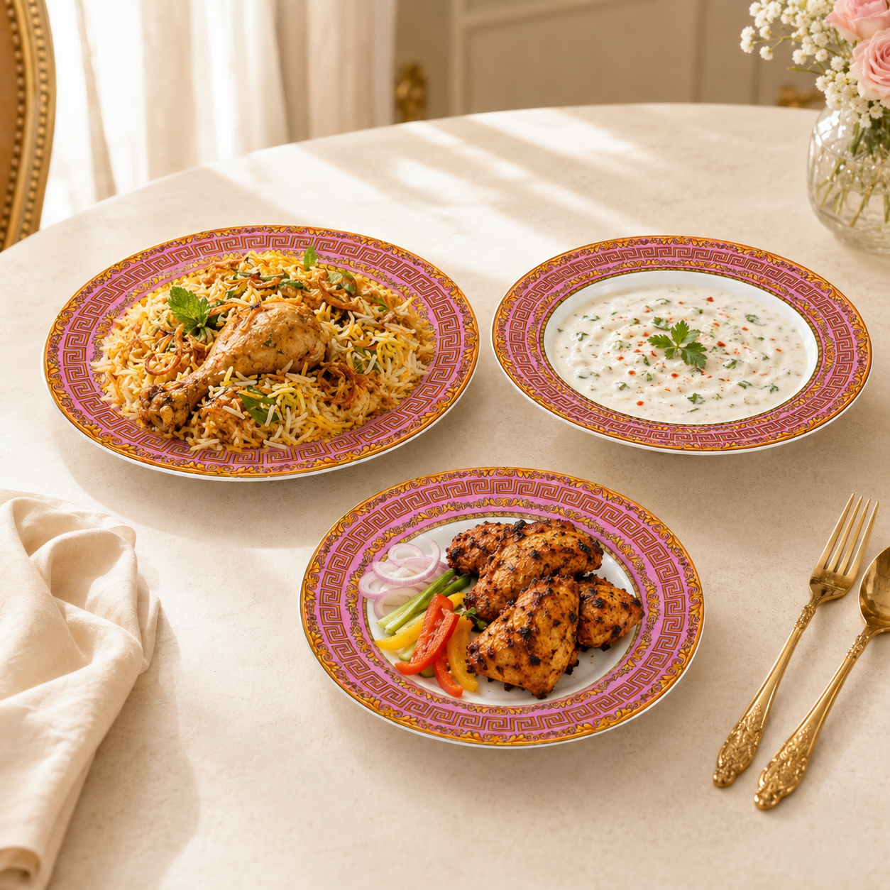 B/C 18-Pieces Bone China Plate Sets