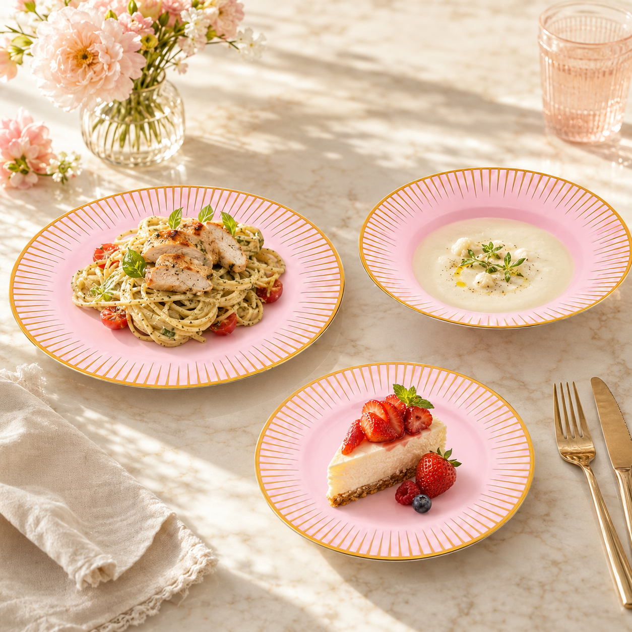 B/C 24-Pieces Bone China Plate Sets