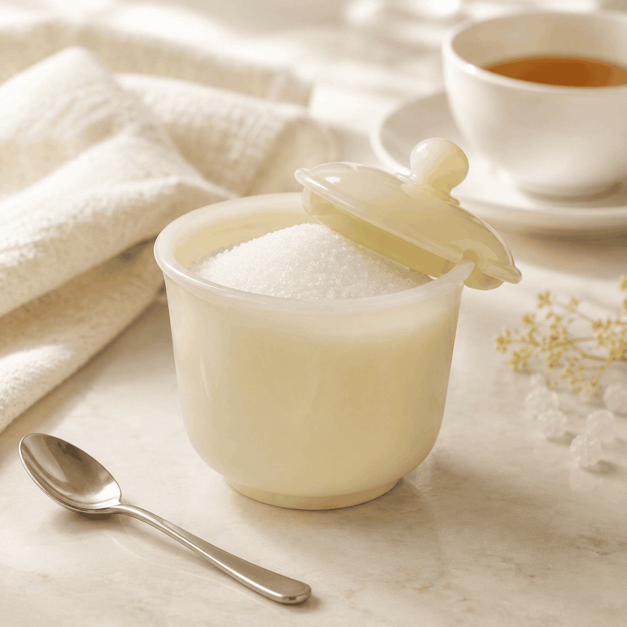 Jade 200 ML Yellow Marble Sugar Pot Kaka Bawa Sons