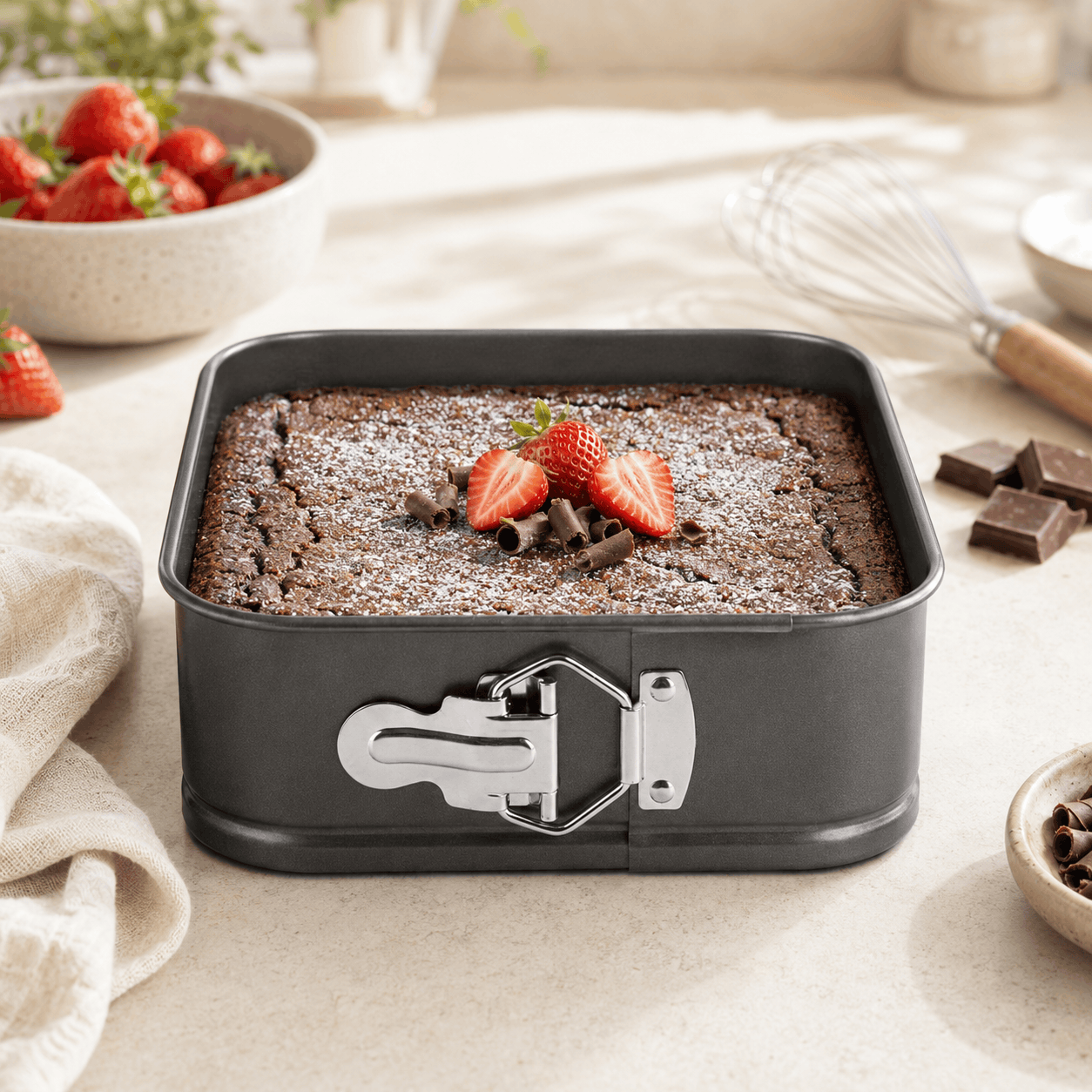 Kings 20 cm, 22 cm, 24 cm Black Metal Square Cake Moulds Kaka Bawa Sons