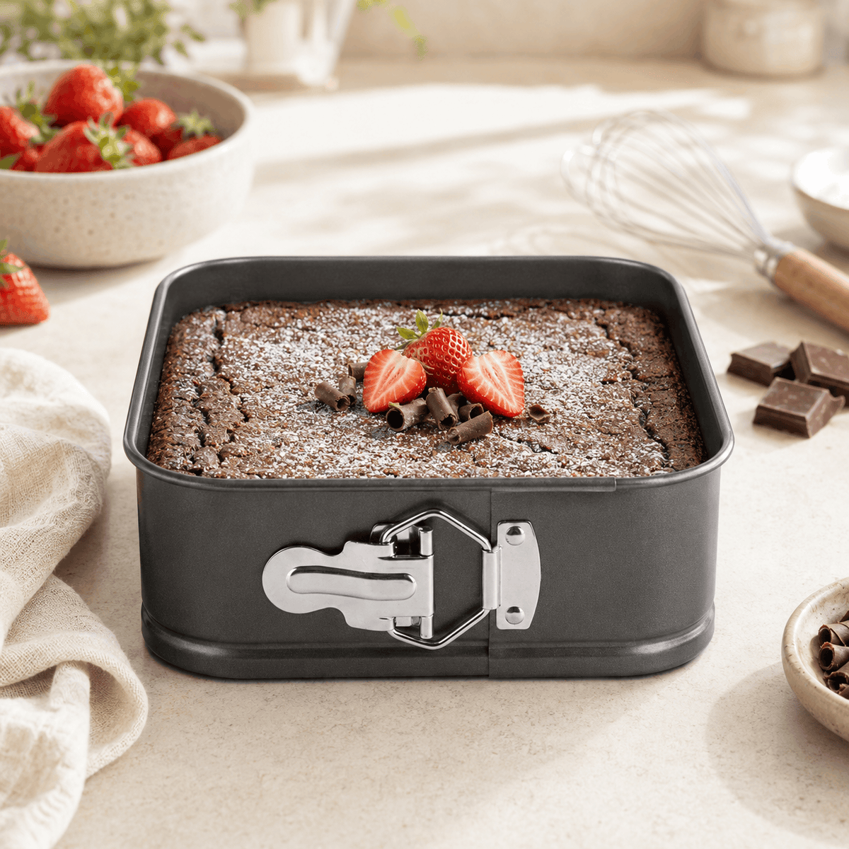Kings 20 cm, 22 cm, 24 cm Black Metal Square Cake Moulds Kaka Bawa Sons