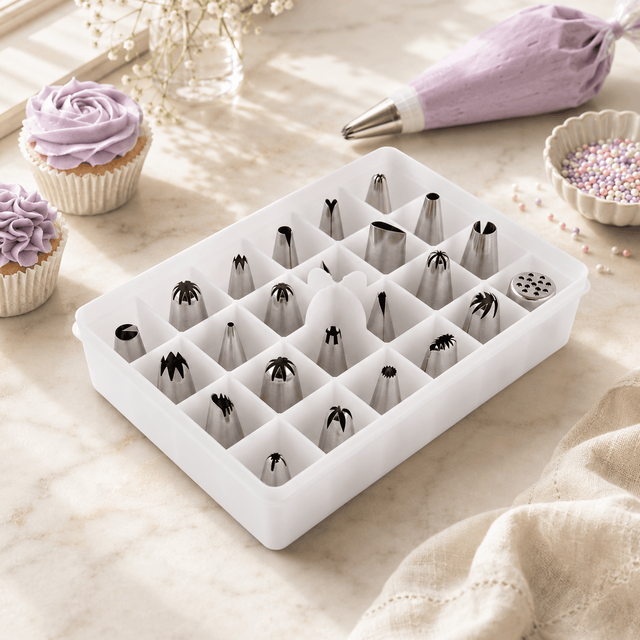Crest 24-Pieces Stainless Steel Icing Nozzles Set Kaka Bawa Sons