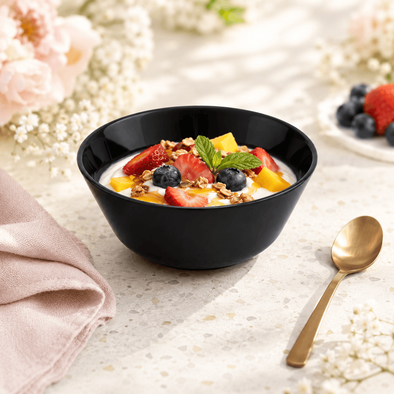 Home Table Matte Black Marble Serving Bowls Kaka Bawa Sons