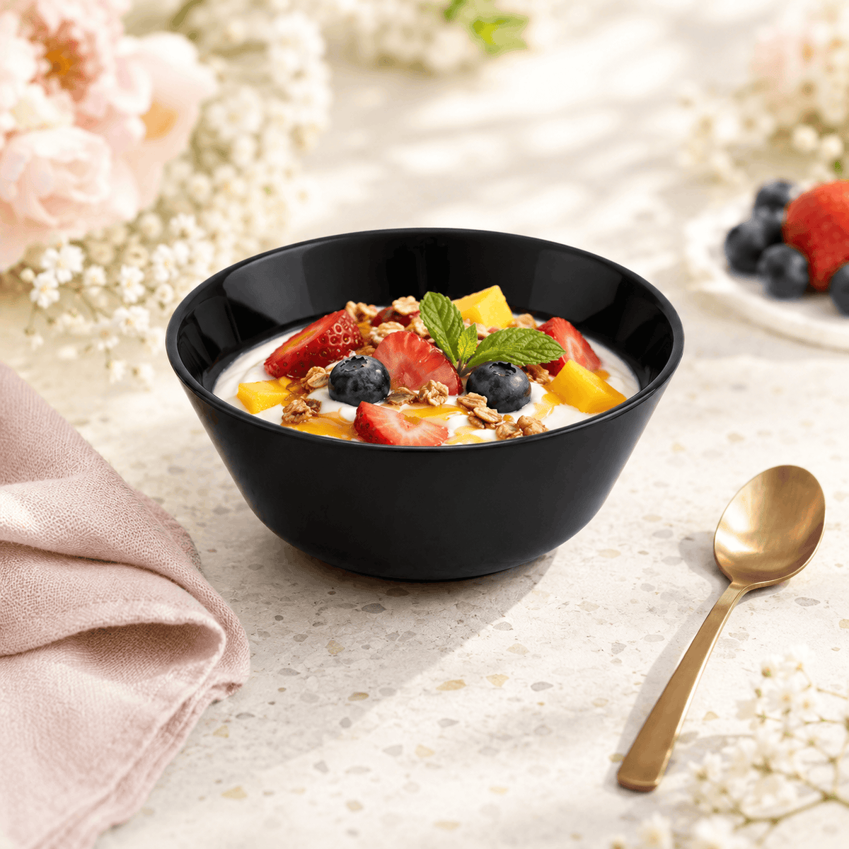 Home Table Matte Black Marble Serving Bowls Kaka Bawa Sons