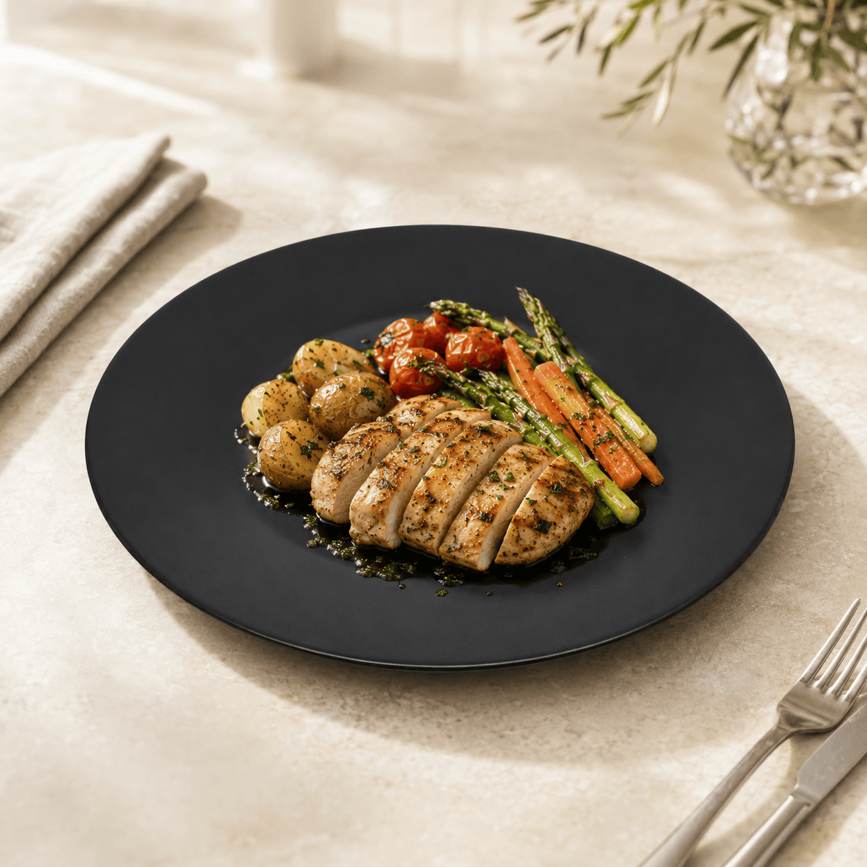Home Table 10-Inches Black Marble Flat Plates Kaka Bawa Sons