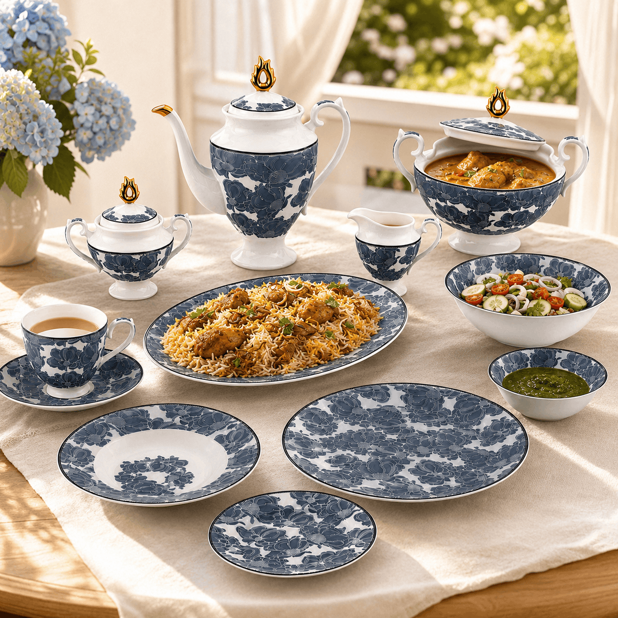 Royal 61-Pieces 8-Serving Bonne China Dinner Sets FY-Series Kaka Bawa Sons