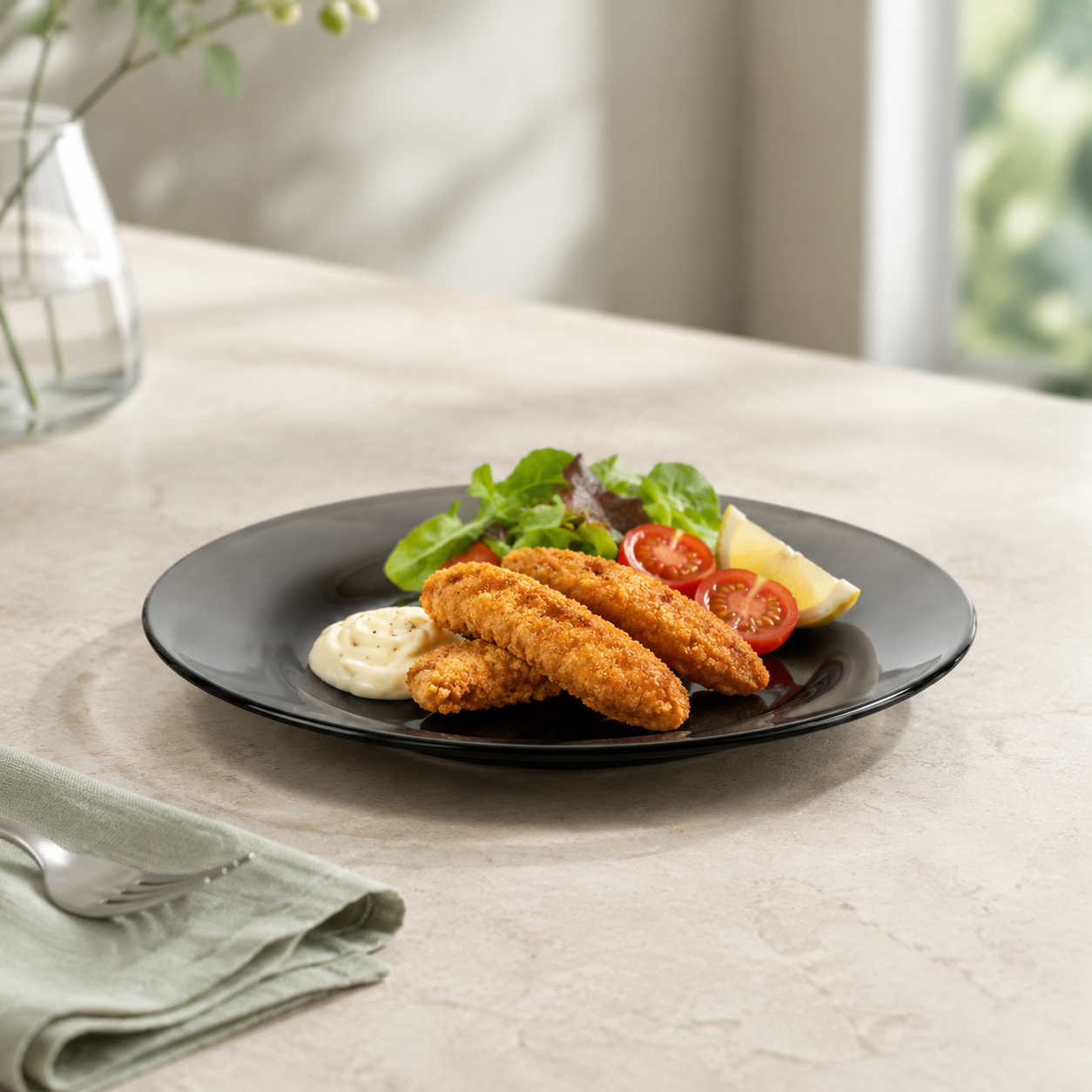 Home Table Matt Black Marble Deep Soup Plates