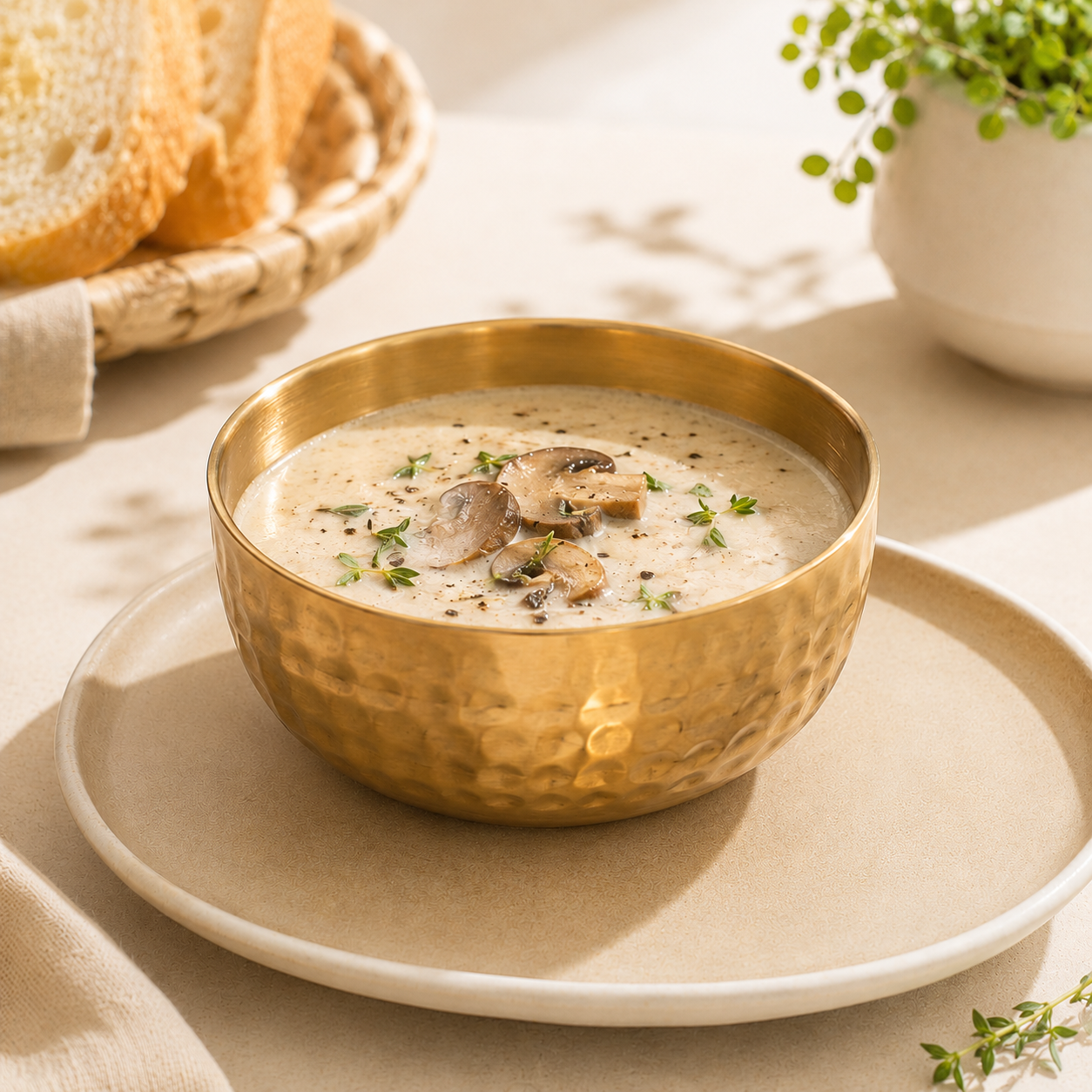 T.D.L 13 cm Stainless Steel With Electric Golden Coating Aurora Hammered Soup Bowl