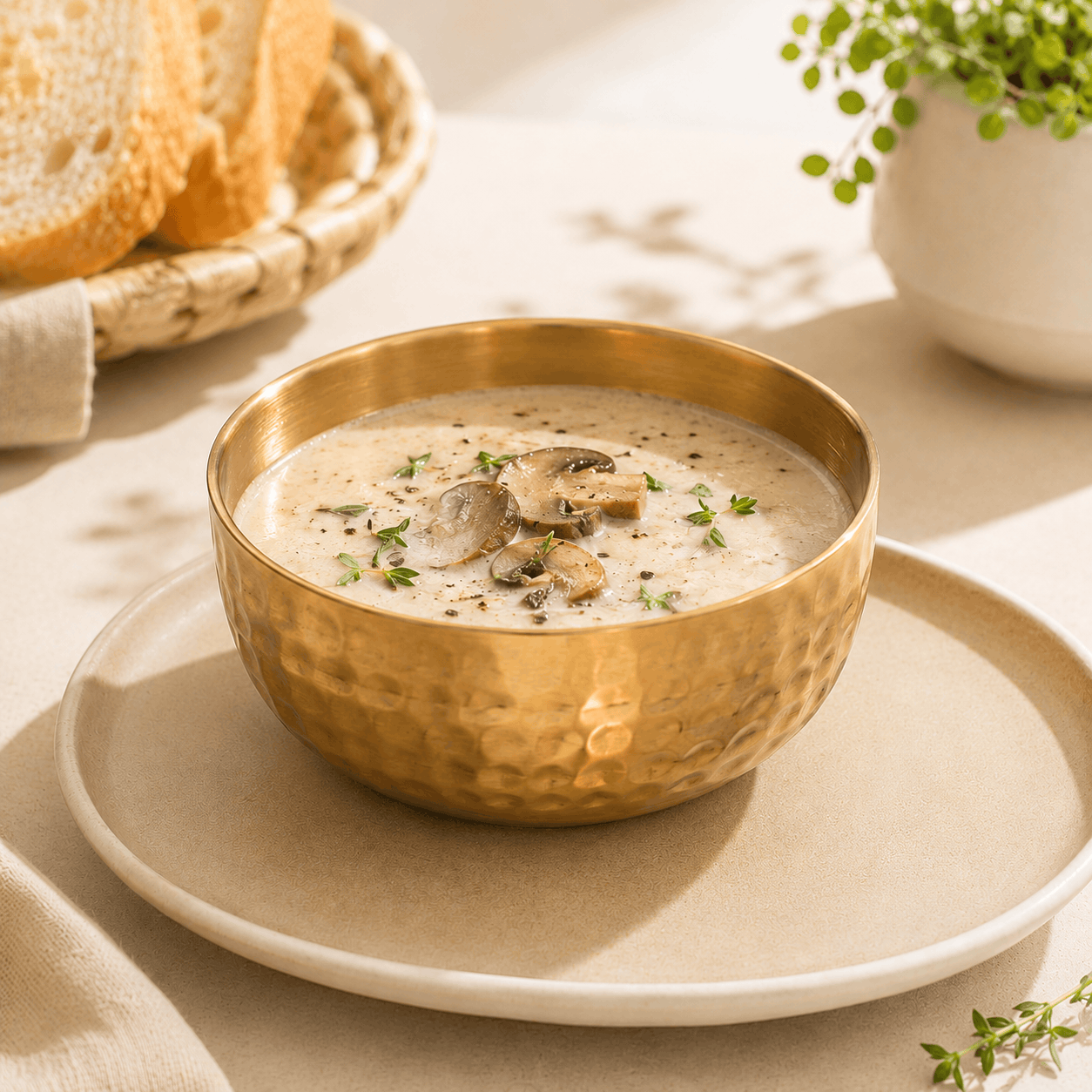T.D.L 13 cm Stainless Steel With Electric Golden Coating Aurora Hammered Soup Bowl Kaka Bawa Sons