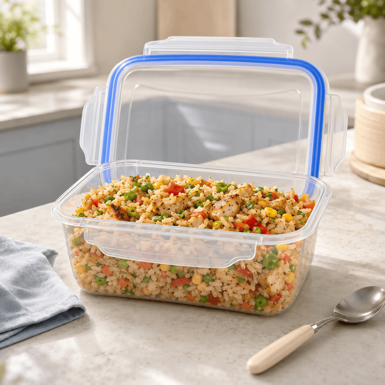 Home Table 1.5-Liter 1.4Kg Plastic Food Containers With Lock Lid Kaka Bawa Sons