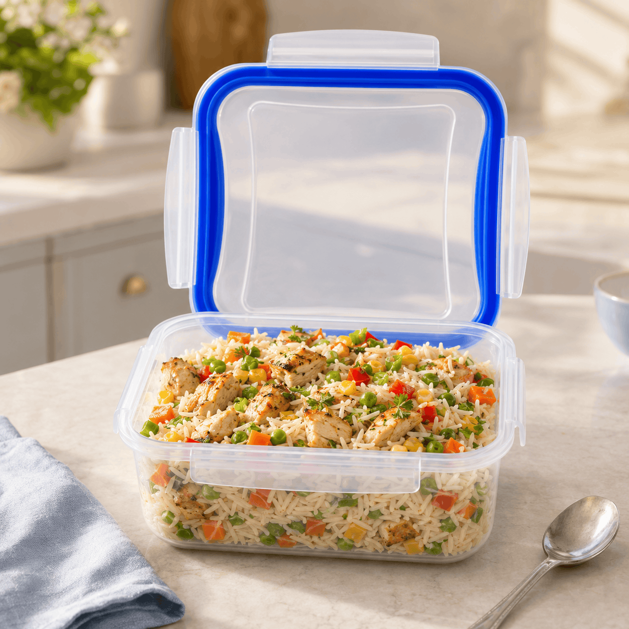 Home Table 1.2-Liter 1.1Kg Plastic Food Containers With Lock Lid Kaka Bawa Sons