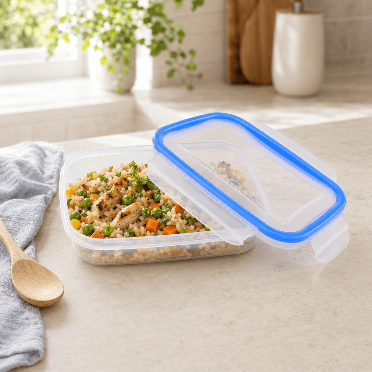 Home Table 0.8-Liter 780g Plastic Food Containers With Lock Lid Kaka Bawa Sons