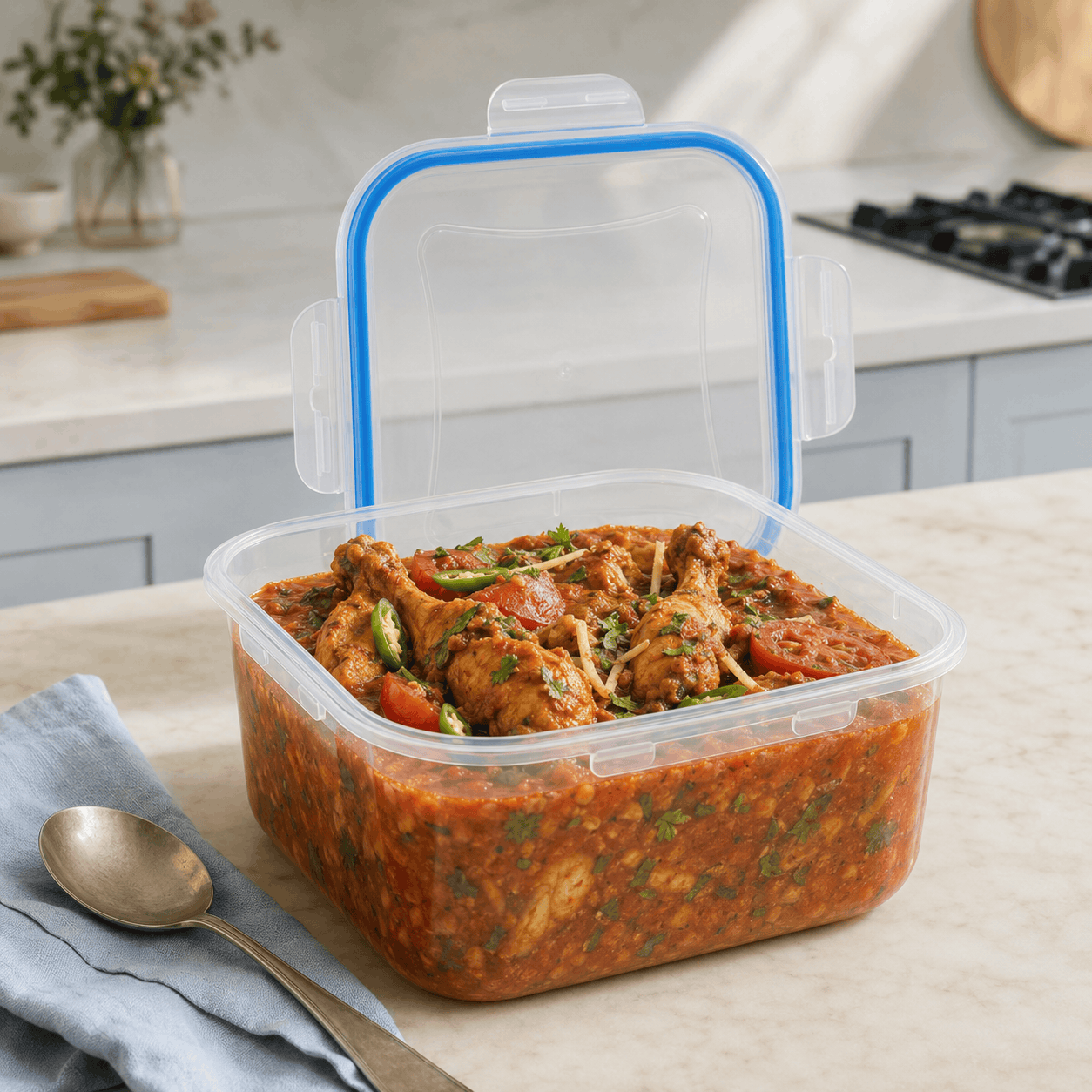 Home Table 3-Liter 2.8Kg Plastic Food Container With Lock Lid Kaka Bawa Sons