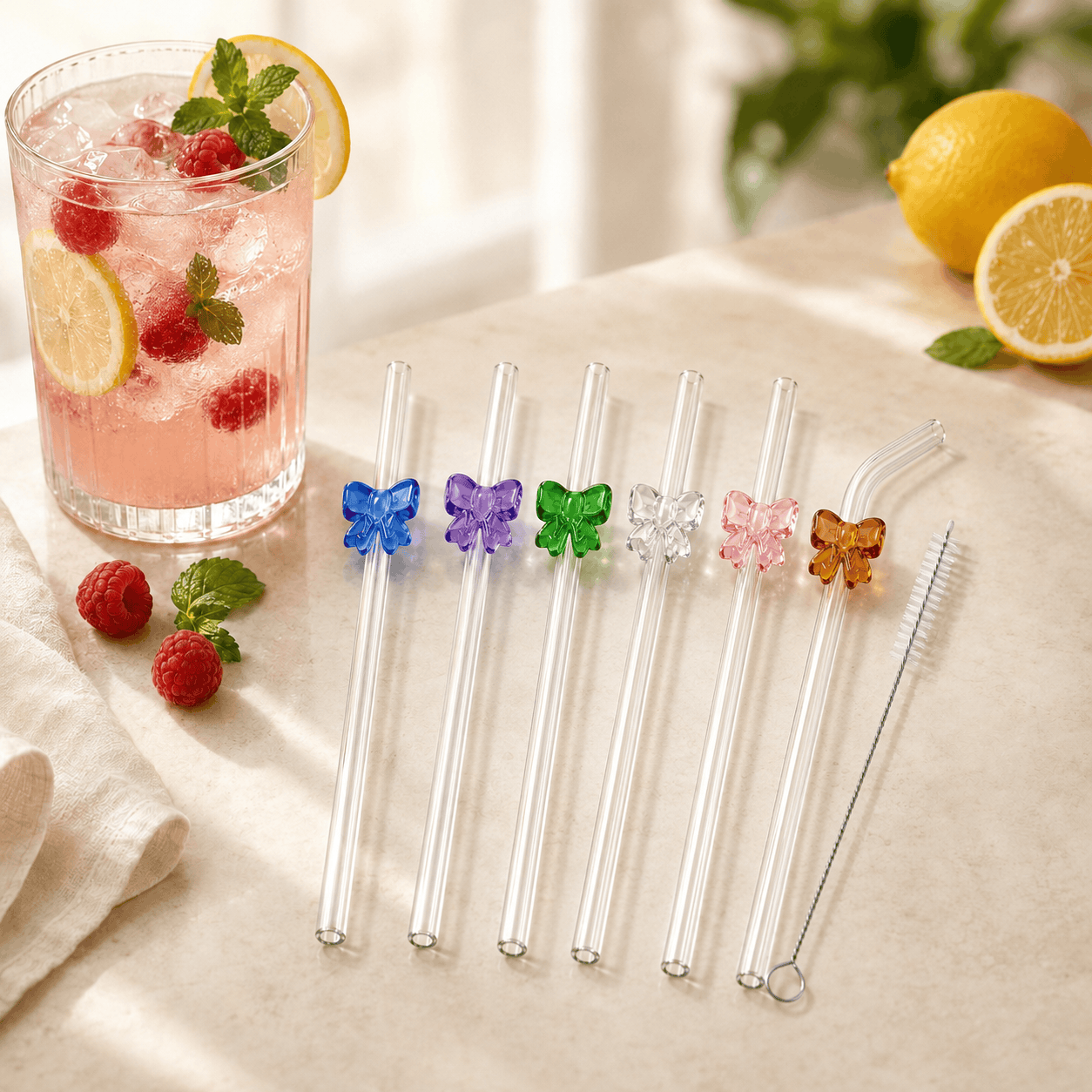 Danny Home 7-Pieces Glass Drinking Straw Set Kaka Bawa Sons