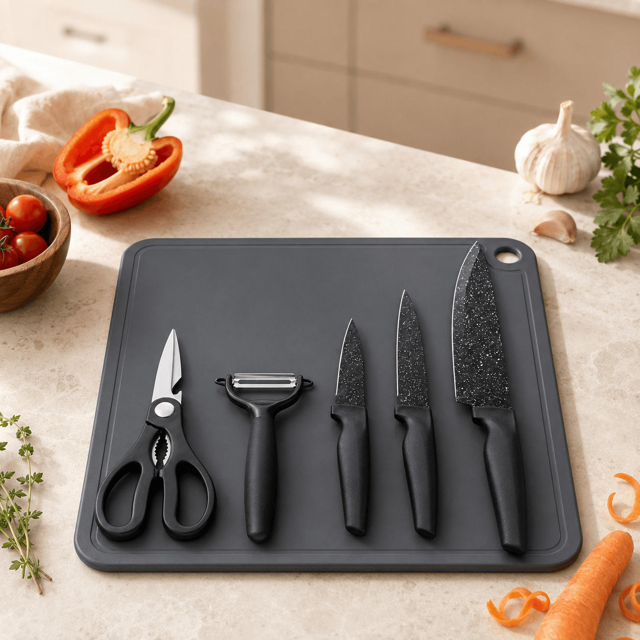 Danny Home 6-Pieces Black Kitchen Tools Set Kaka Bawa Sons