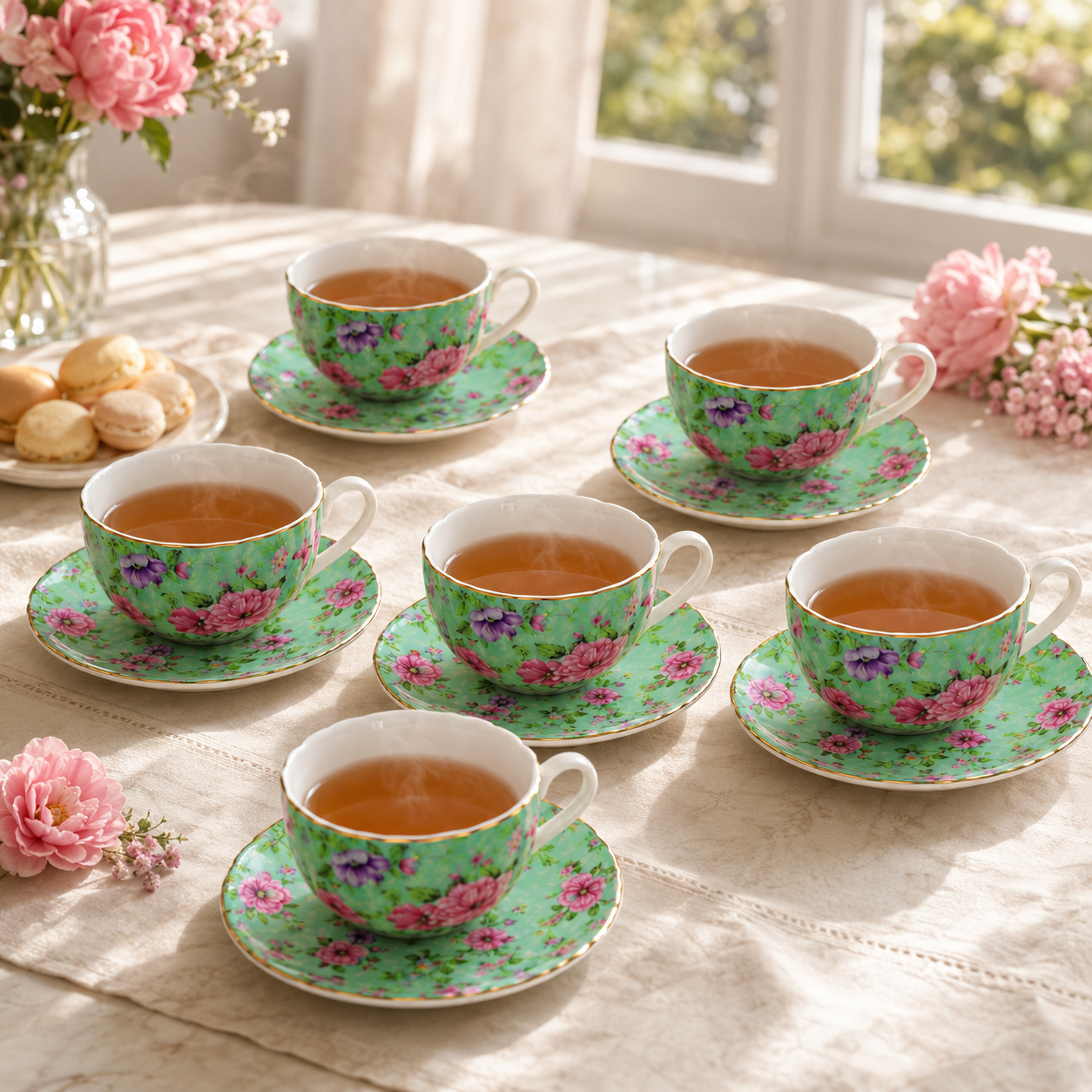 B/C 6-Pieces Ceramic Cup And Saucer Sets