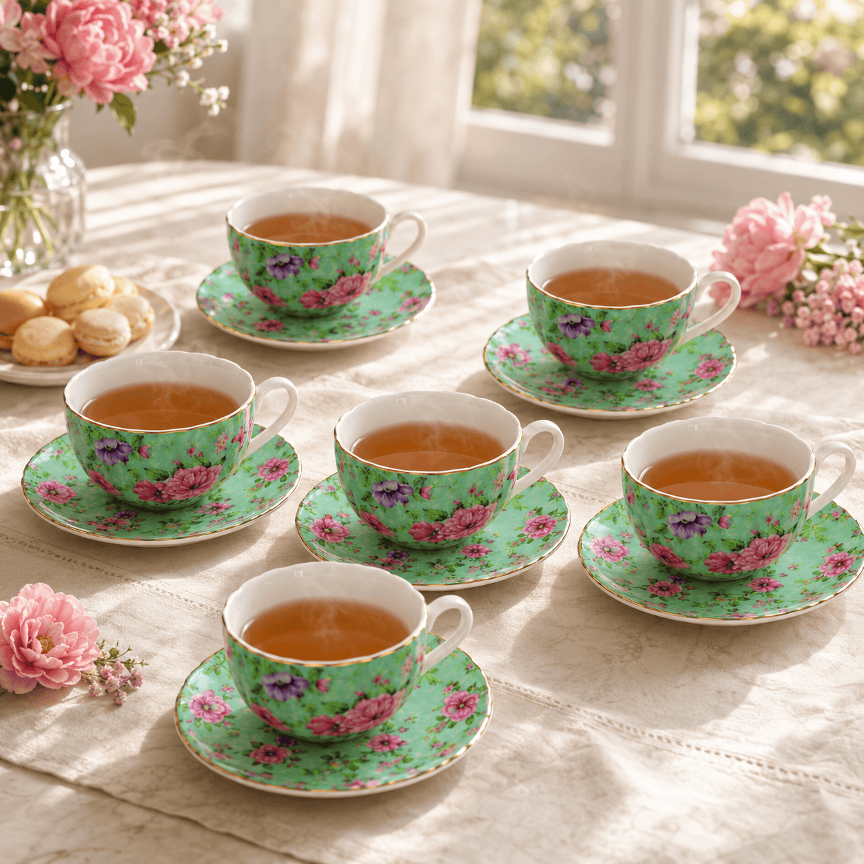B/C 6-Pieces Ceramic Cup And Saucer Sets Kaka Bawa Sons