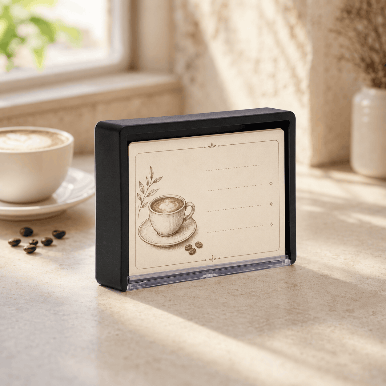 Uhoo 74*53 mm Plastic Black Menu Holder Kaka Bawa Sons
