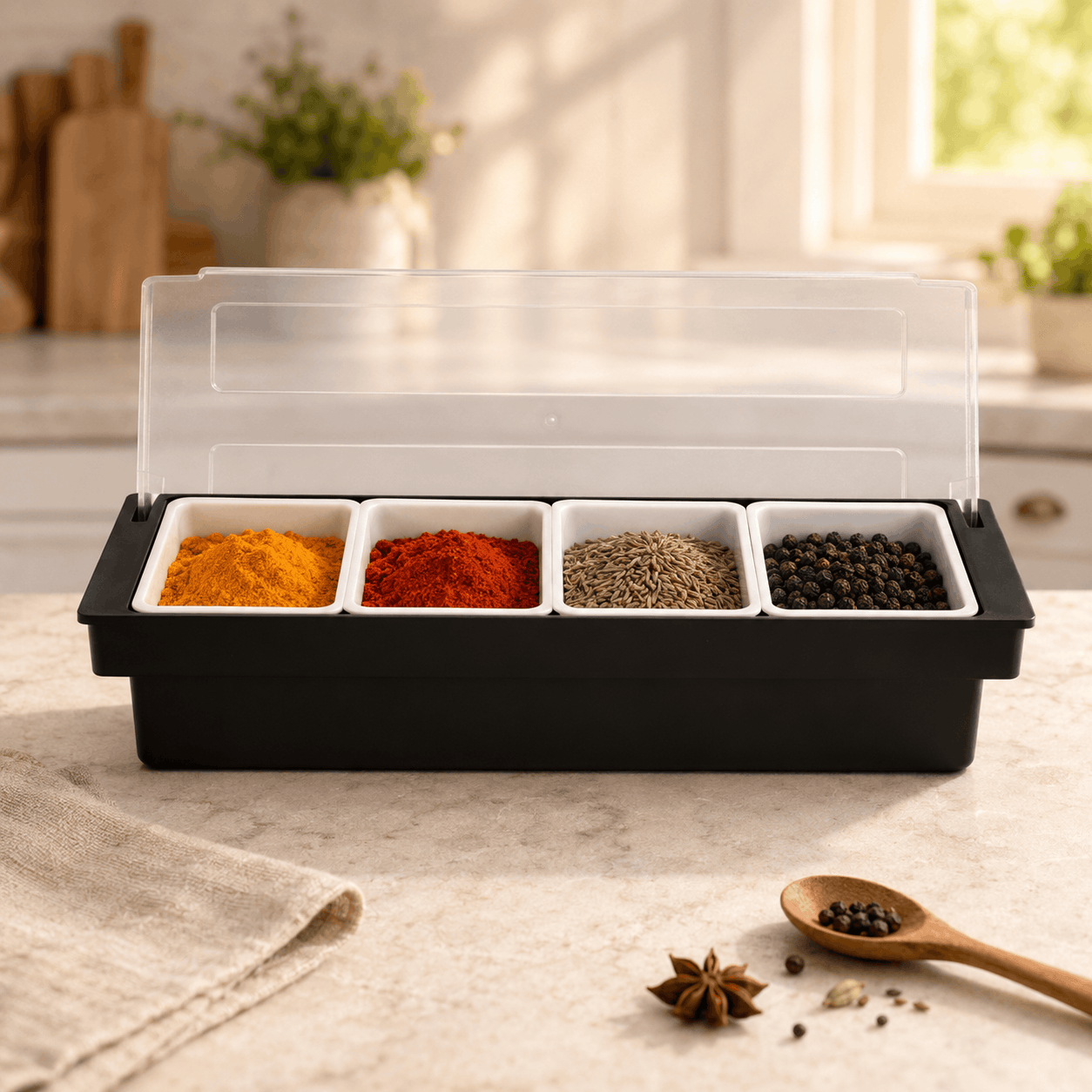 Roper Plastic Black Spice Boxes With White Containers Kaka Bawa Sons