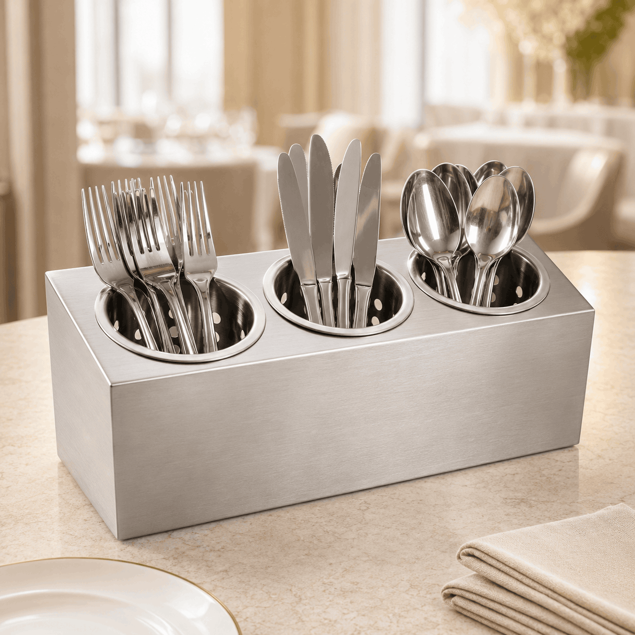 Mart 3-portion and 4-portion Stainless Steel Cutlery Holders Kaka Bawa Sons