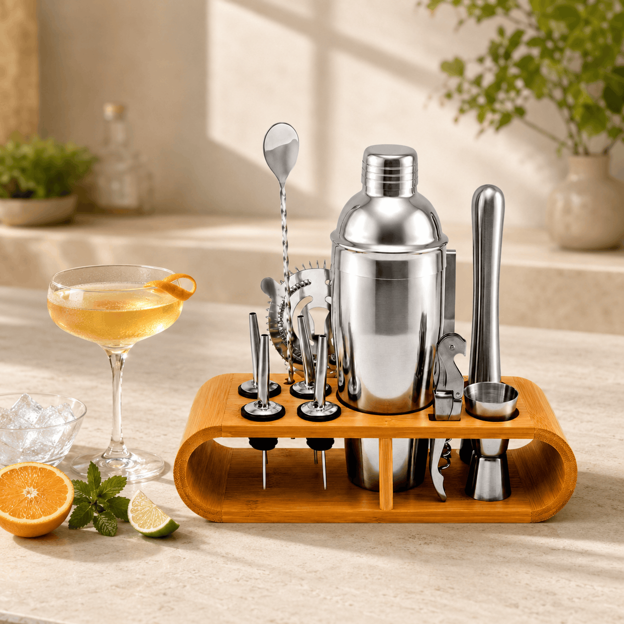 Mart 10-Piece Professional Stainless Steel Bartender Shaker Set Kaka Bawa Sons