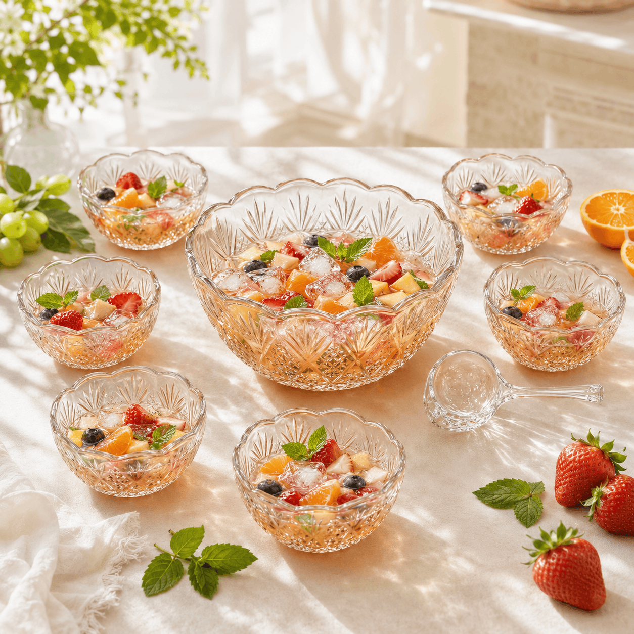 Danny Home 7-Piece Glass Fruit Bowls Set Kaka Bawa Sons