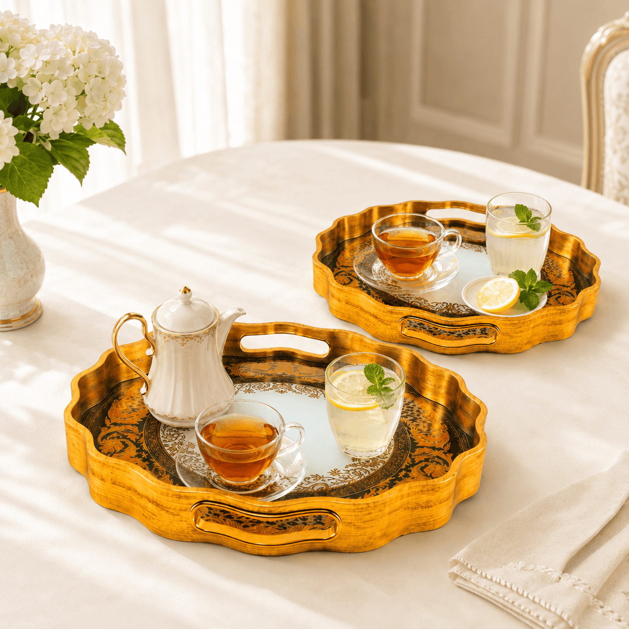 Angela Round Glass Tray Sets With Fiber Plastic Walls Kaka Bawa Sons