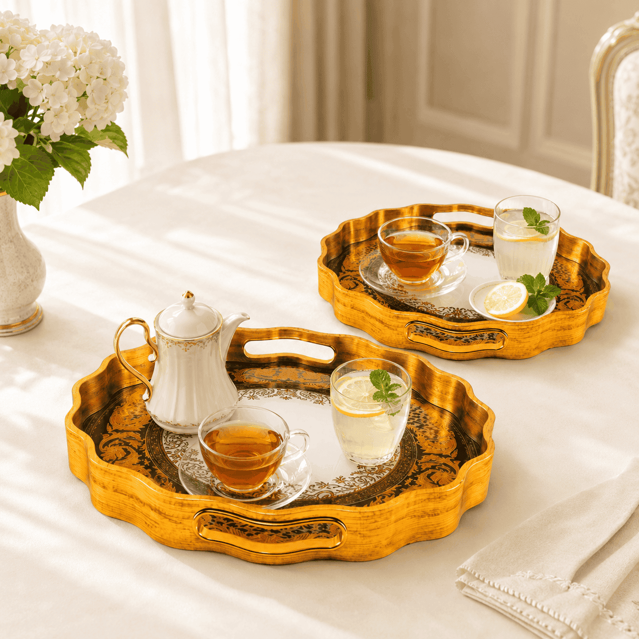 Angela Round Glass Tray Sets With Fiber Plastic Walls Kaka Bawa Sons