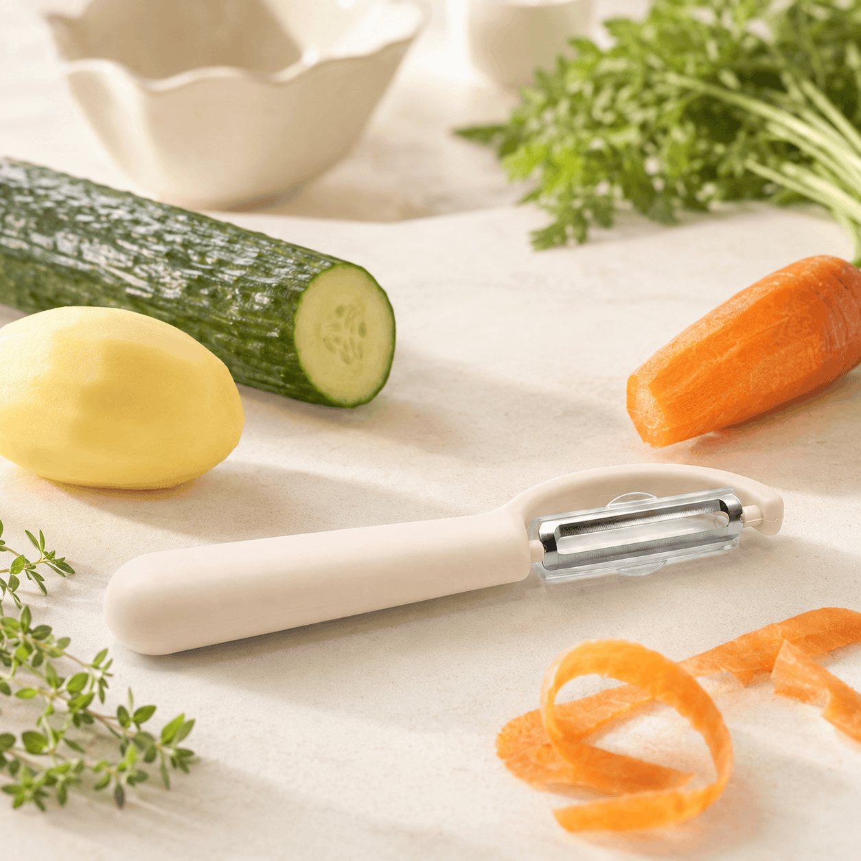 Aitos I-Shaped Silicon Beige Peeler Kaka Bawa Sons