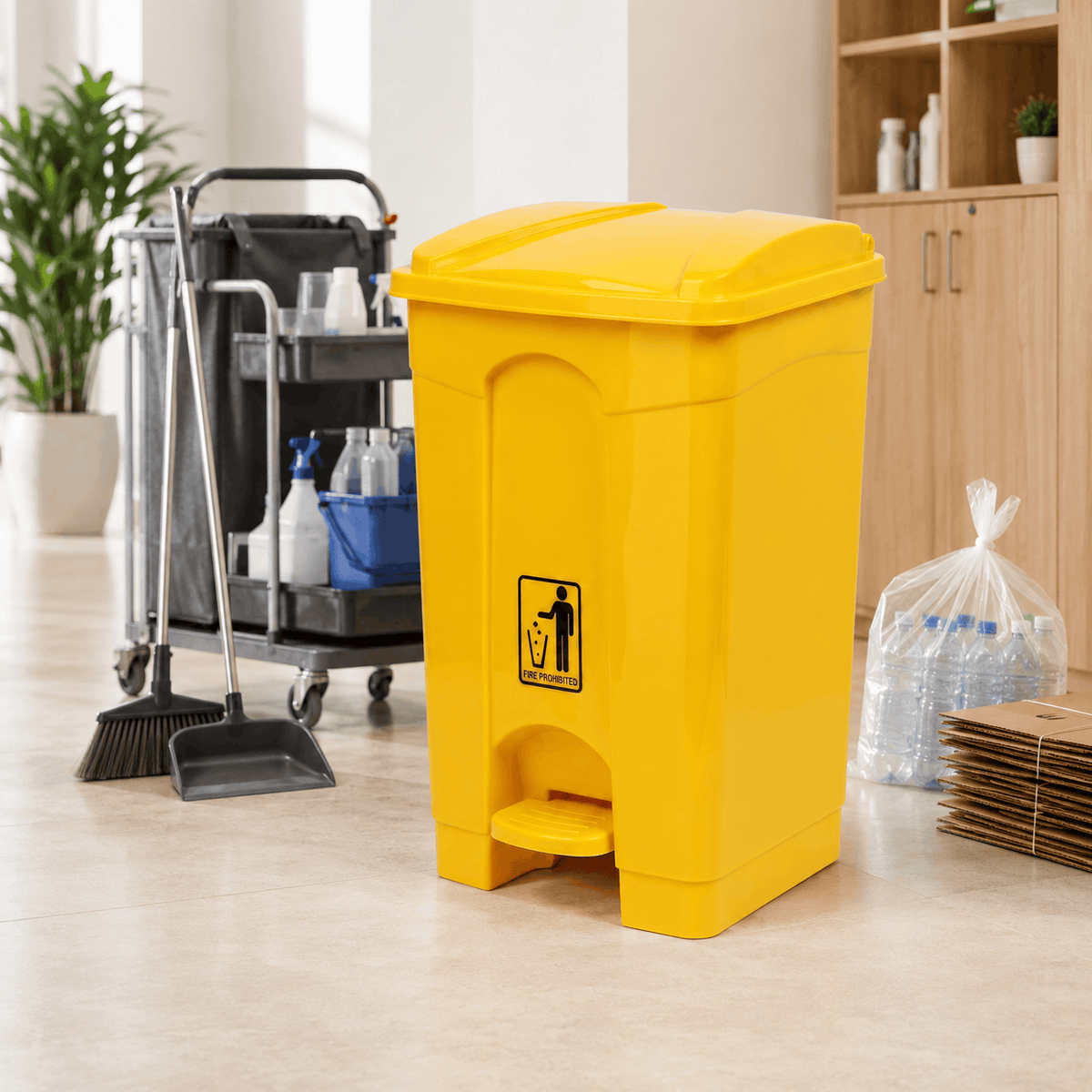Deluxe 70-Liter Plastic Matte Rectangular Push-Pedal Dustbin Kaka Bawa Sons