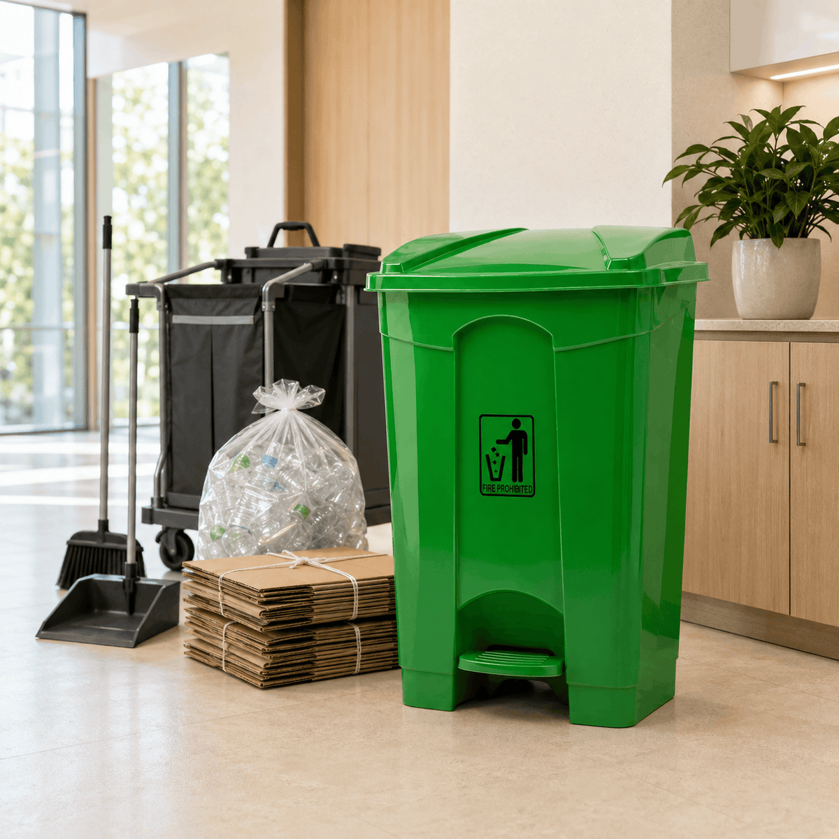 Deluxe 90-Liter Plastic Matte Rectangular Push-Pedal Dustbins Kaka Bawa Sons