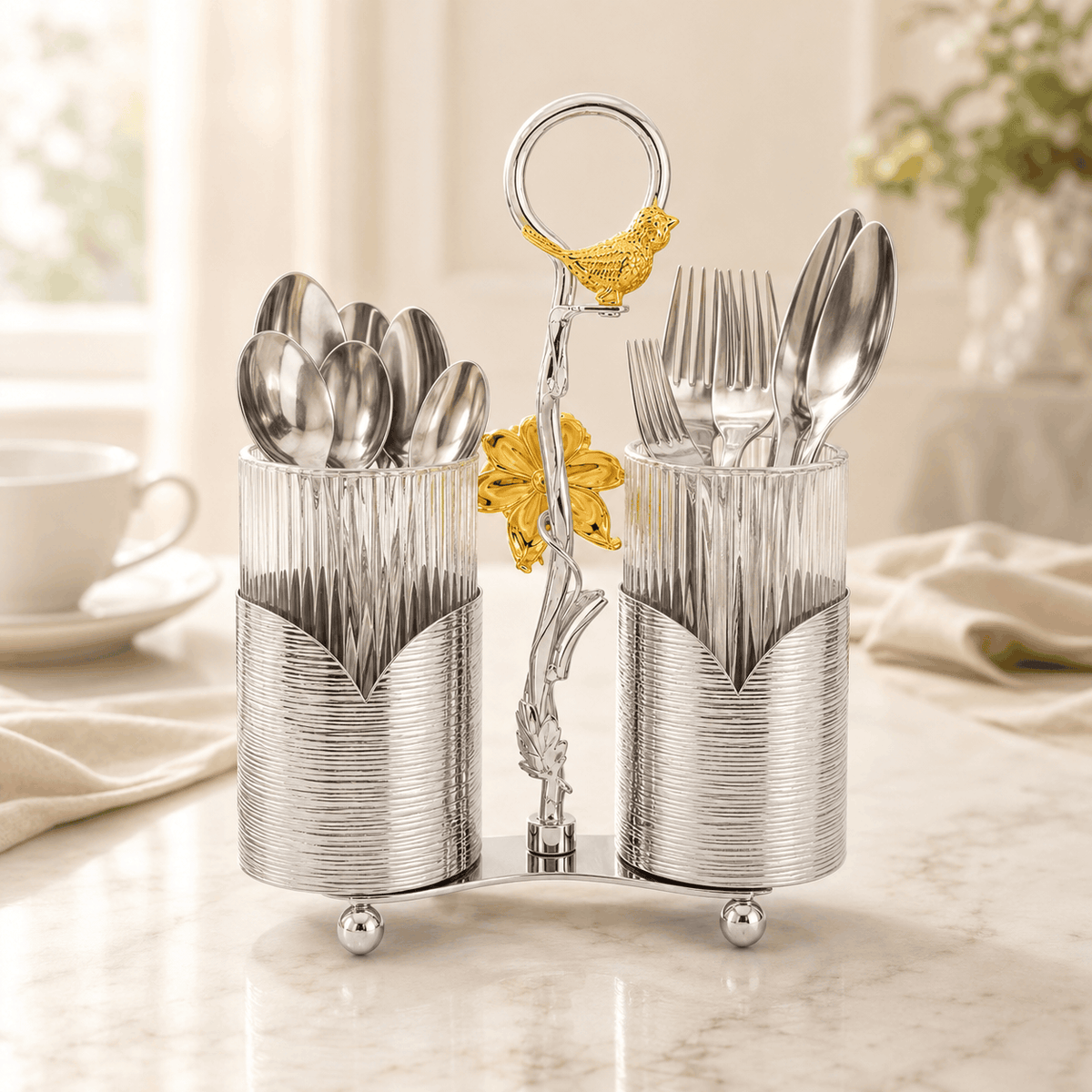 Fancy 2-Portion Spoon Holders Kaka Bawa Sons