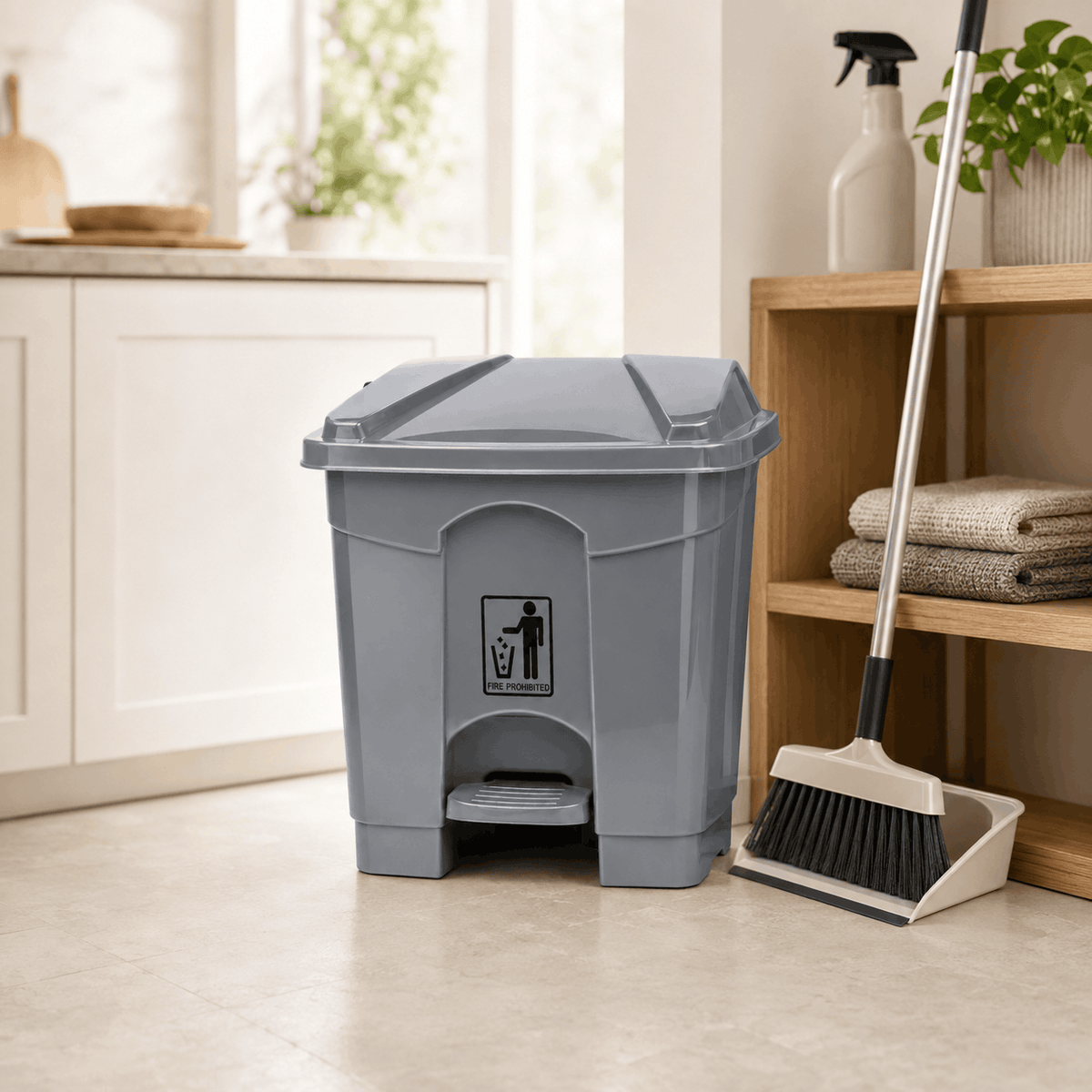 Deluxe 30-Liter Plastic Matte Push-Pedal Rectangular Dustbins Kaka Bawa Sons