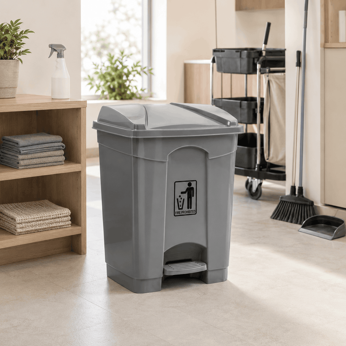 Deluxe 50-Liter Matte Plastic Rectangular Push-Pedal Dustbins Kaka Bawa Sons