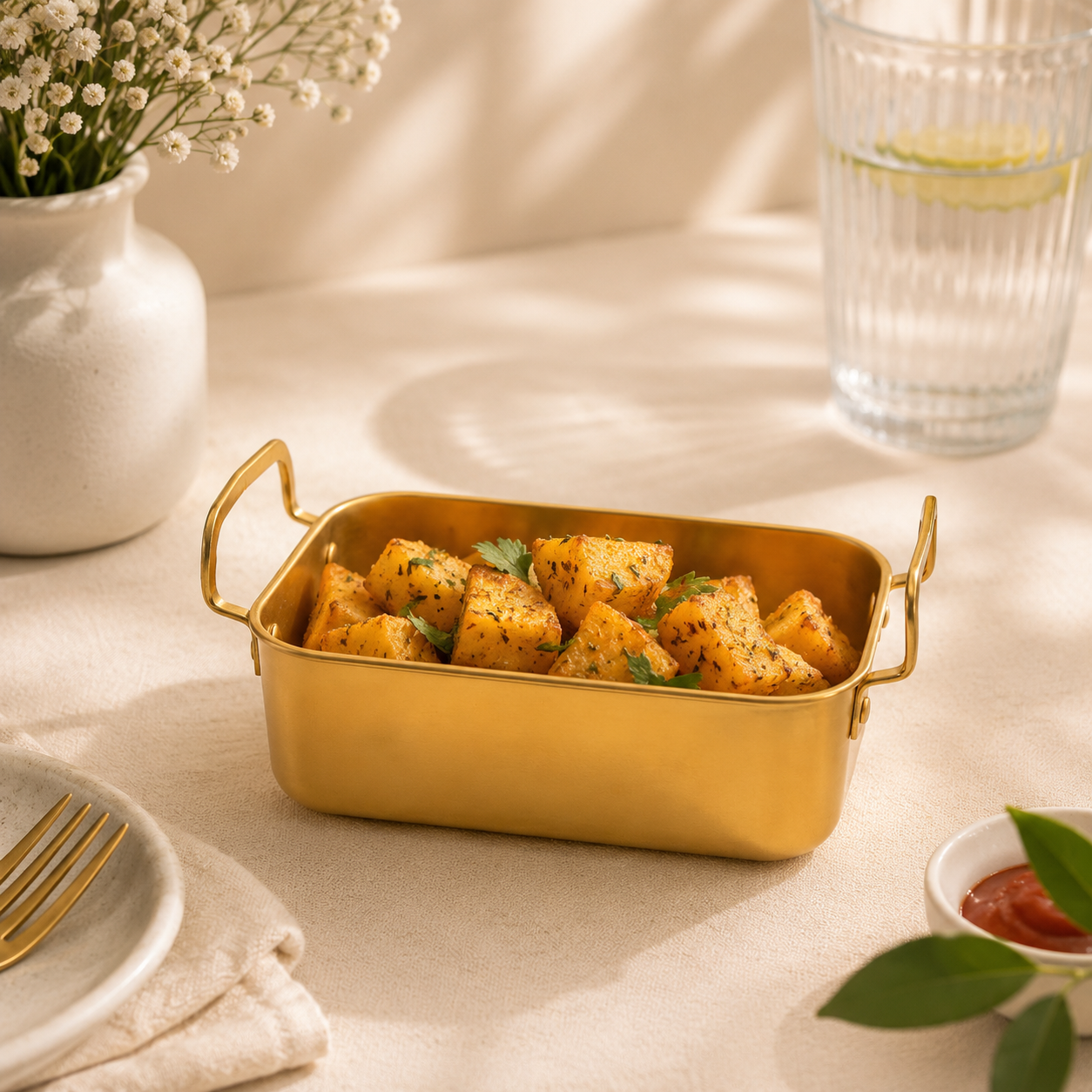 T.D.L Stainless Steel Electric Golden Coating Snack Dishes
