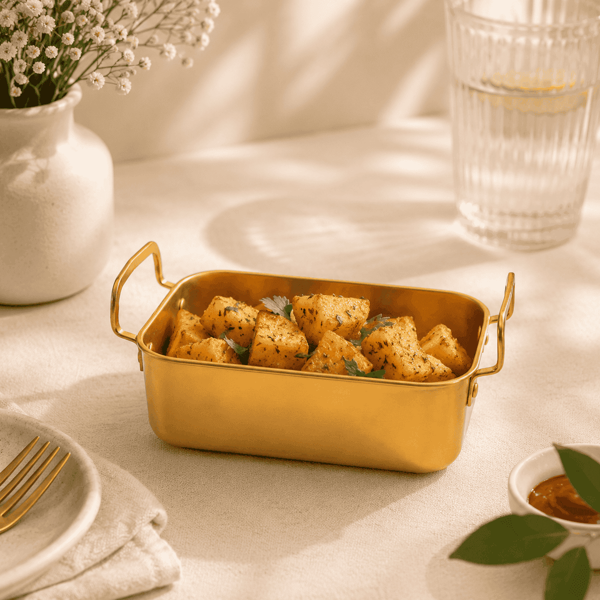 T.D.L Stainless Steel Electric Golden Coating Snack Dishes Kaka Bawa Sons