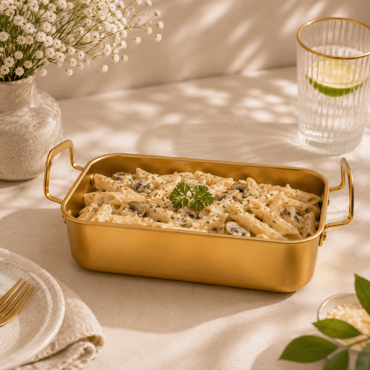 T.D.L Stainless Steel Electric Golden Coating Rectangular Deep Serving Trays Kaka Bawa Sons