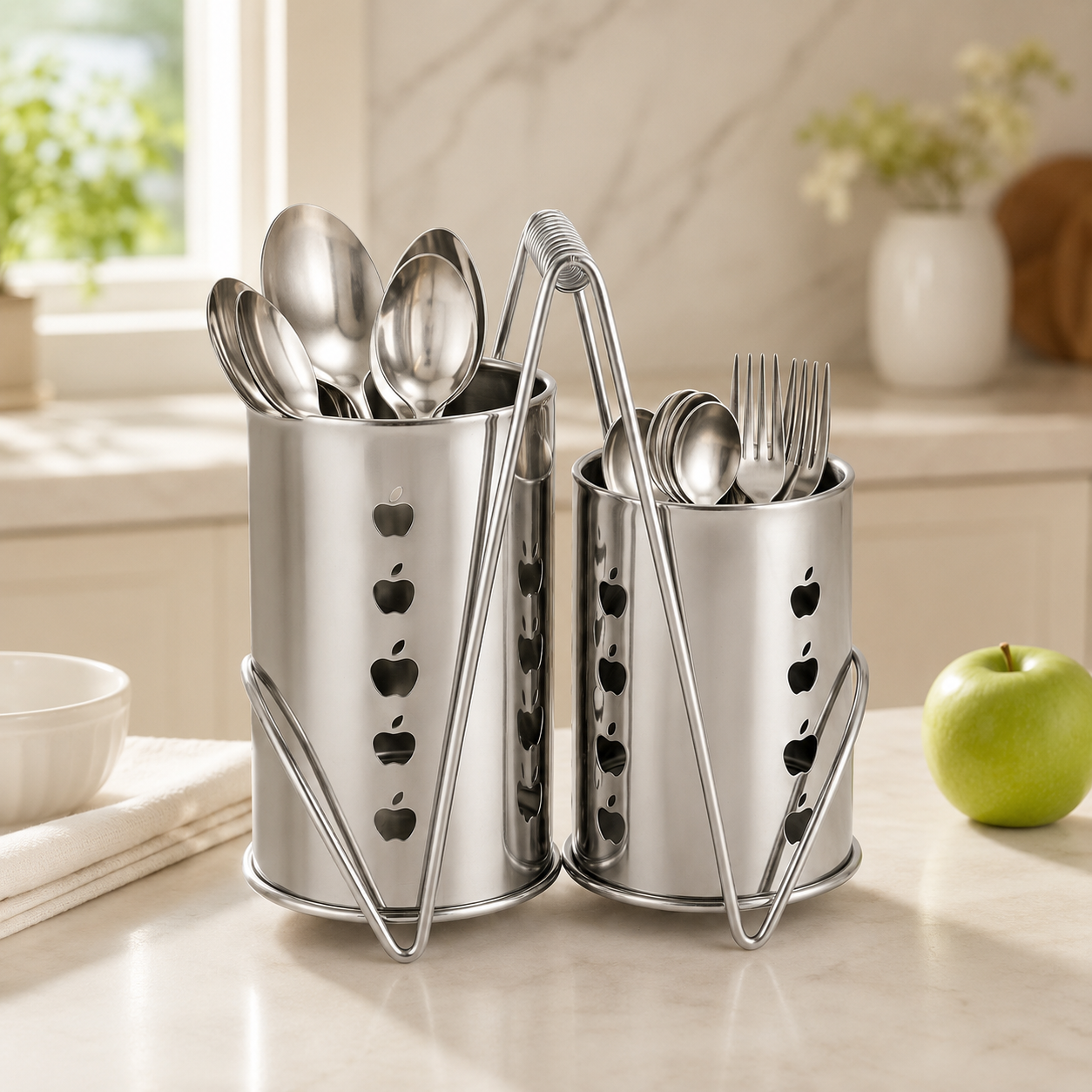 Crest 2-Portion Stainless Steel Spoon Holder
