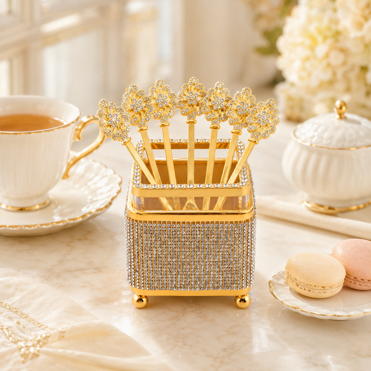 Fancy 6-Piece Metal Golden Tea Spoons Sets