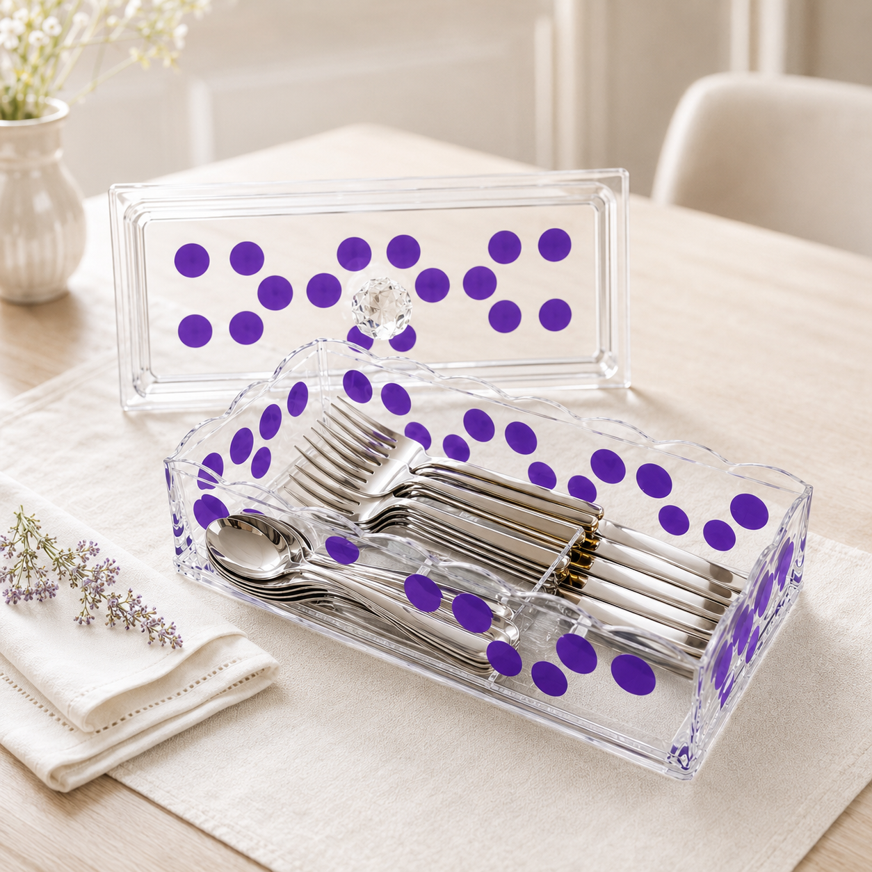 Acryl 2-Portion Acrylic Rectangular Cutlery Storage Box