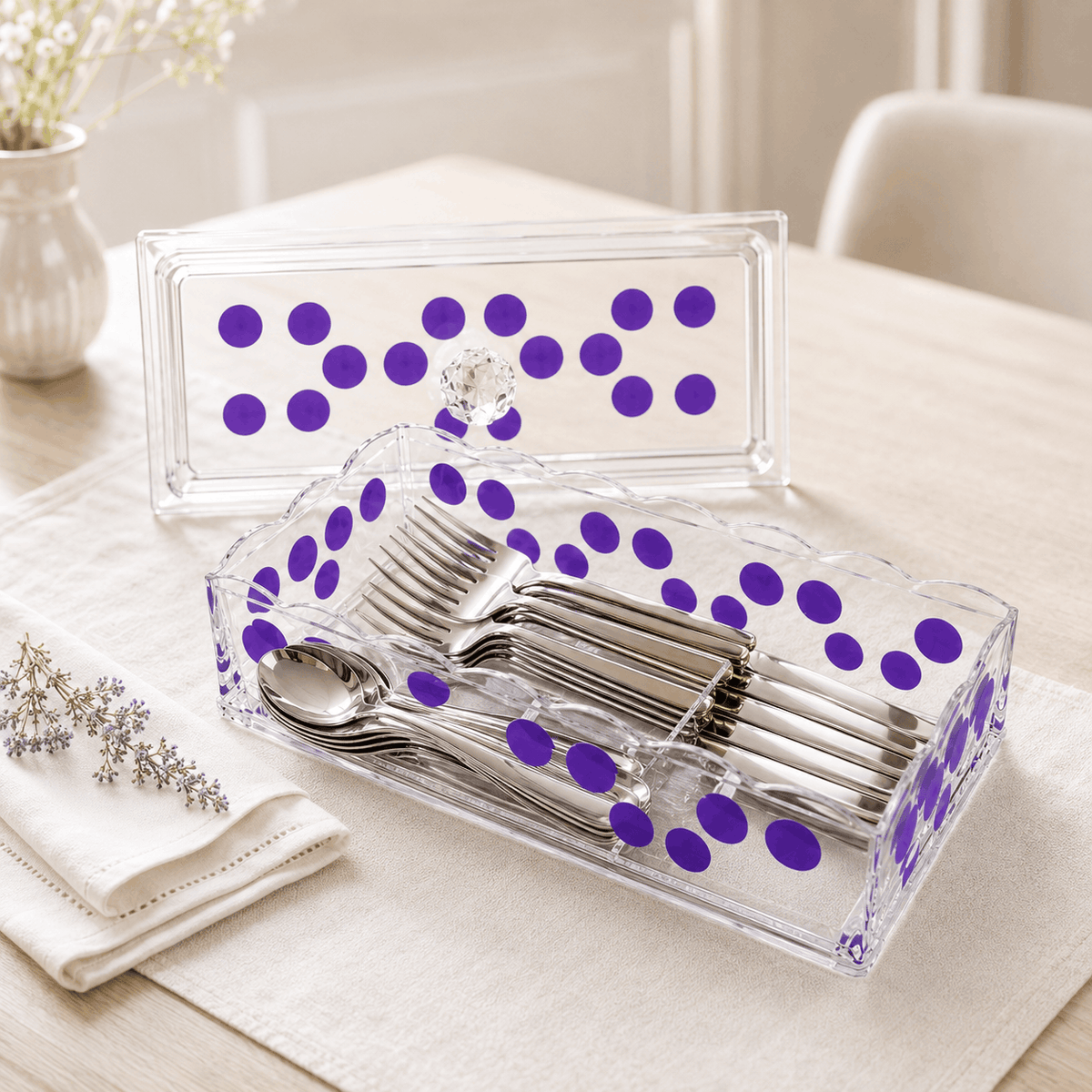 Acryl 2-Portion Acrylic Rectangular Cutlery Storage Box Kaka Bawa Sons