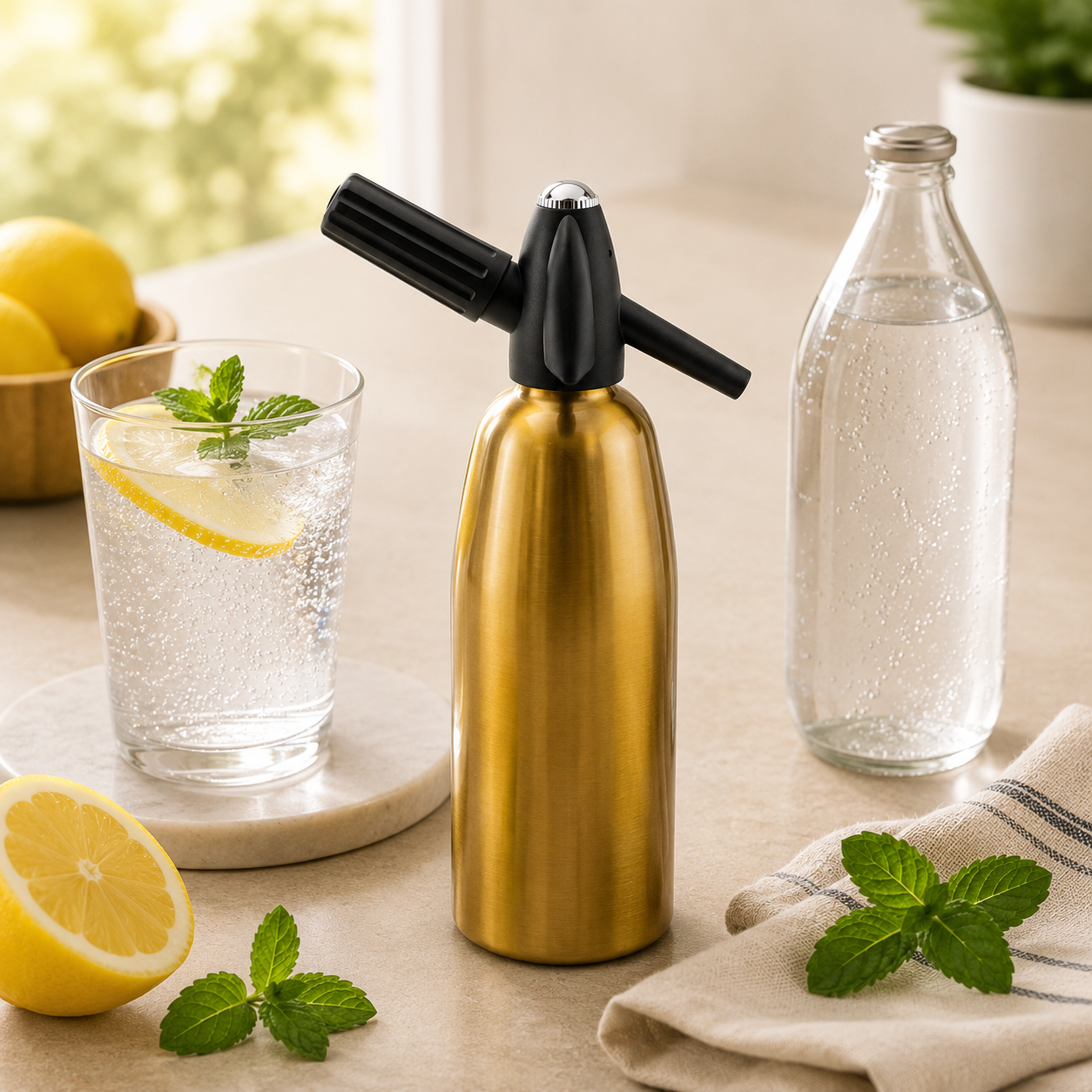 Mart 1000 ML Stainless Steel Golden Soda Gun