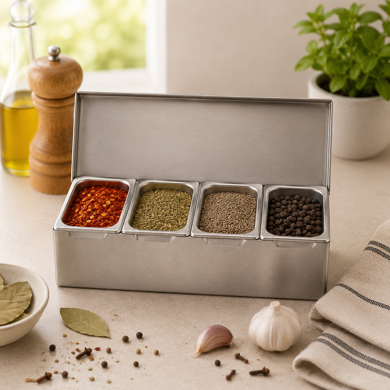 Duo Stainless Steel Spice Boxes
