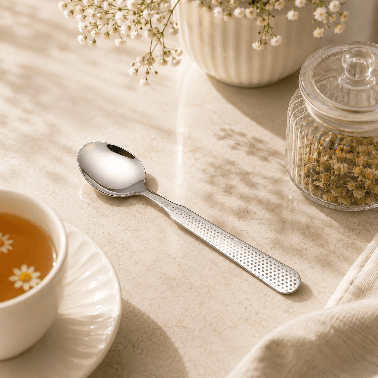 TRD 6-Piece Stainless Steel Silver Long Tea Spoon Set Kaka Bawa Sons