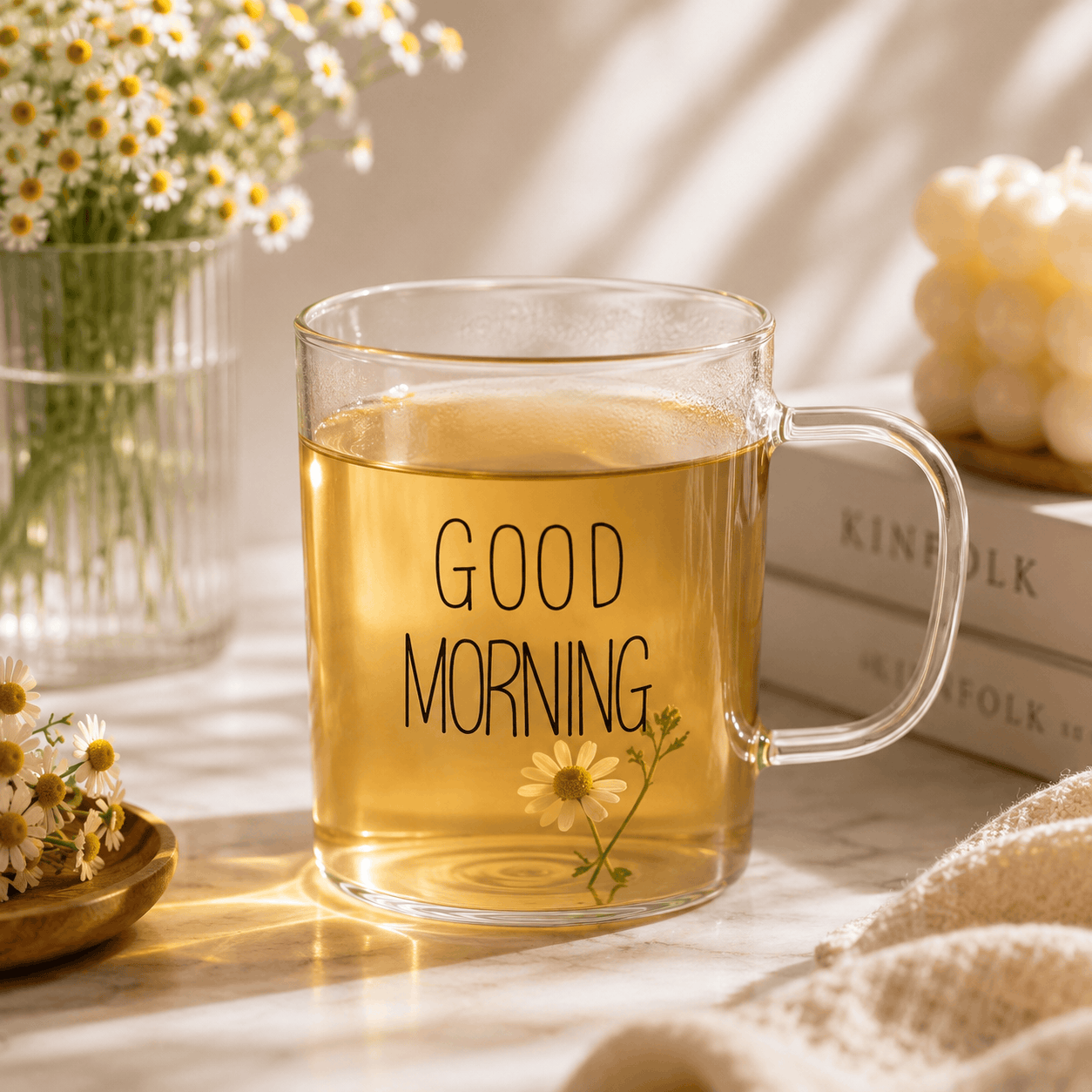 D.W.M 450 ML Borosilicate Glass "Good Morning" Mug Kaka Bawa Sons