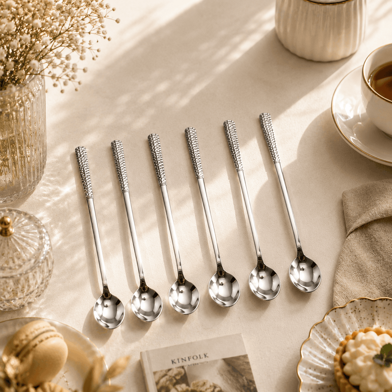 Blaze R.P.2 Stainless Steel 6-Piece Silver Long Tea Spoon Set Kaka Bawa Sons