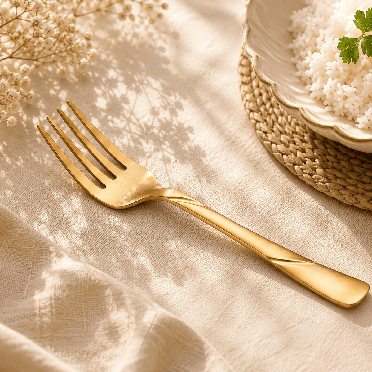 Blaze R.P.3 Stainless Steel 2-Piece Golden Serving Fork Set Kaka Bawa Sons