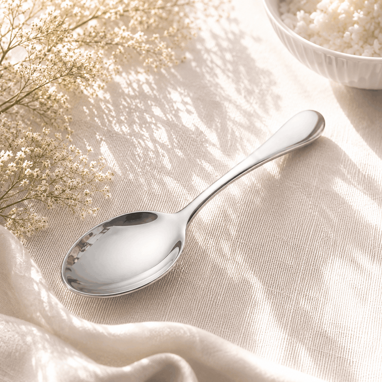 N.H Stainless Steel Silver Serving Rice Spoon Kaka Bawa Sons