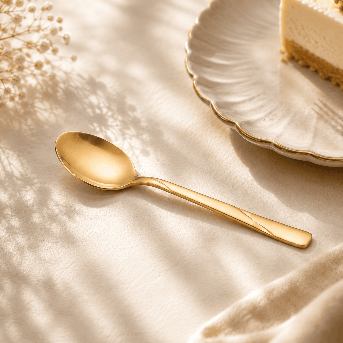 Blaze R.P.3 Stainless Steel 6-Piece Golden Dessert Spoon Set Kaka Bawa Sons