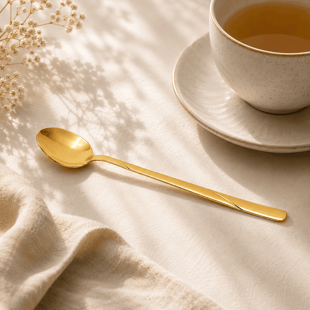 Blaze R.P.3 Stainless Steel 6-Piece Golden Long Tea Spoon Set Kaka Bawa Sons
